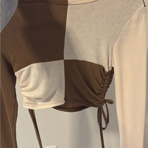 Stylish Brown and Cream Women's Top